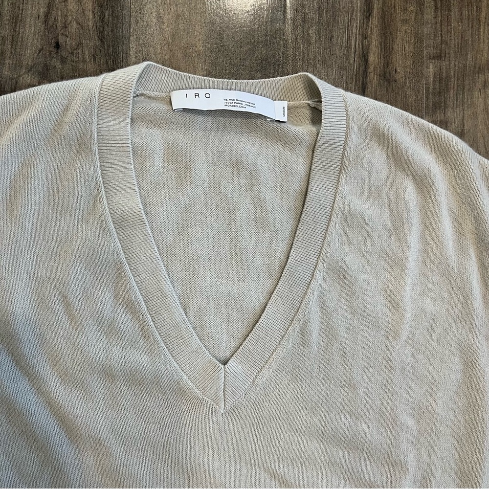 IRO Paris Toritha Sweater V-neck Cashmere Cotton Blend Medium- oversized cropped - Picture 4 of 8